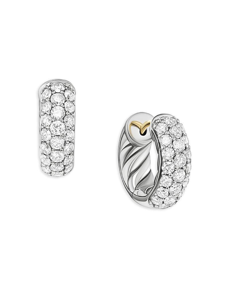 Womens DY Mercer Micro Hoop Earrings In Sterling Silver With Pav Diamonds Product Image