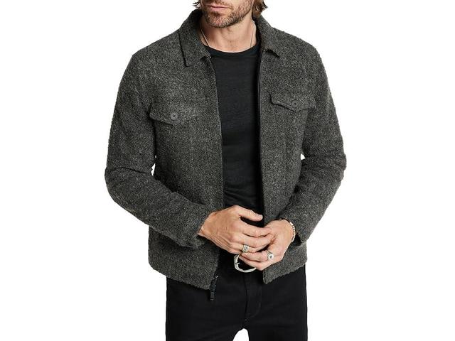 John Varvatos Cynder Boucle Trucker Jacket K6419Z4 (Charcoal Heather) Men's Jacket Product Image