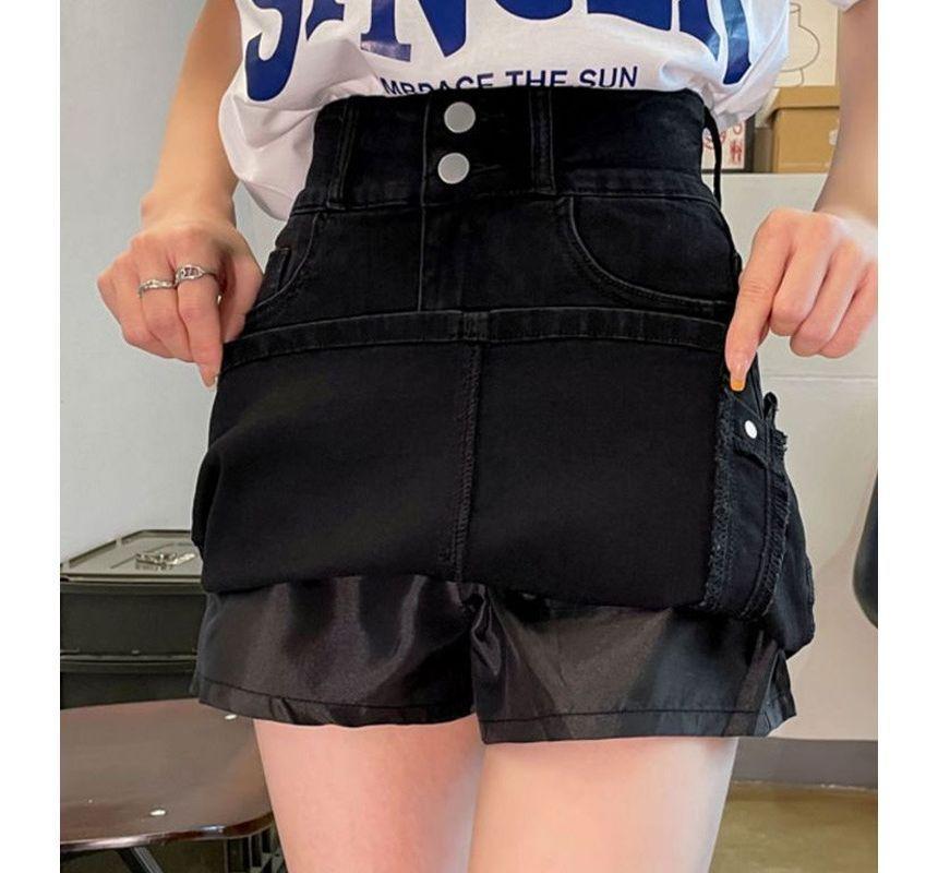 High Waist Denim Mini Skirt Product Image