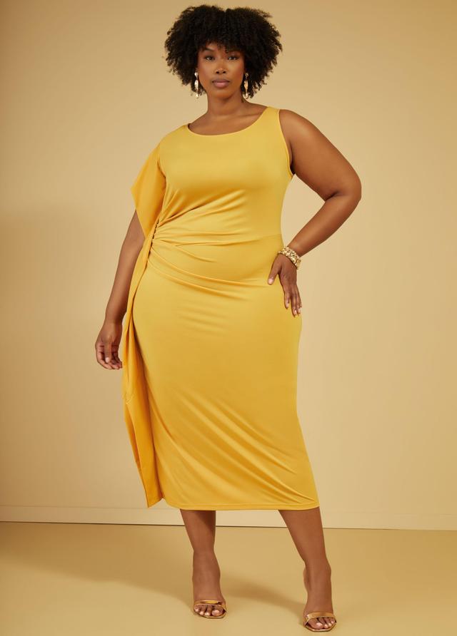 Plus Size Ruched One Shoulder Midaxi Dress Ashley Stewart Product Image