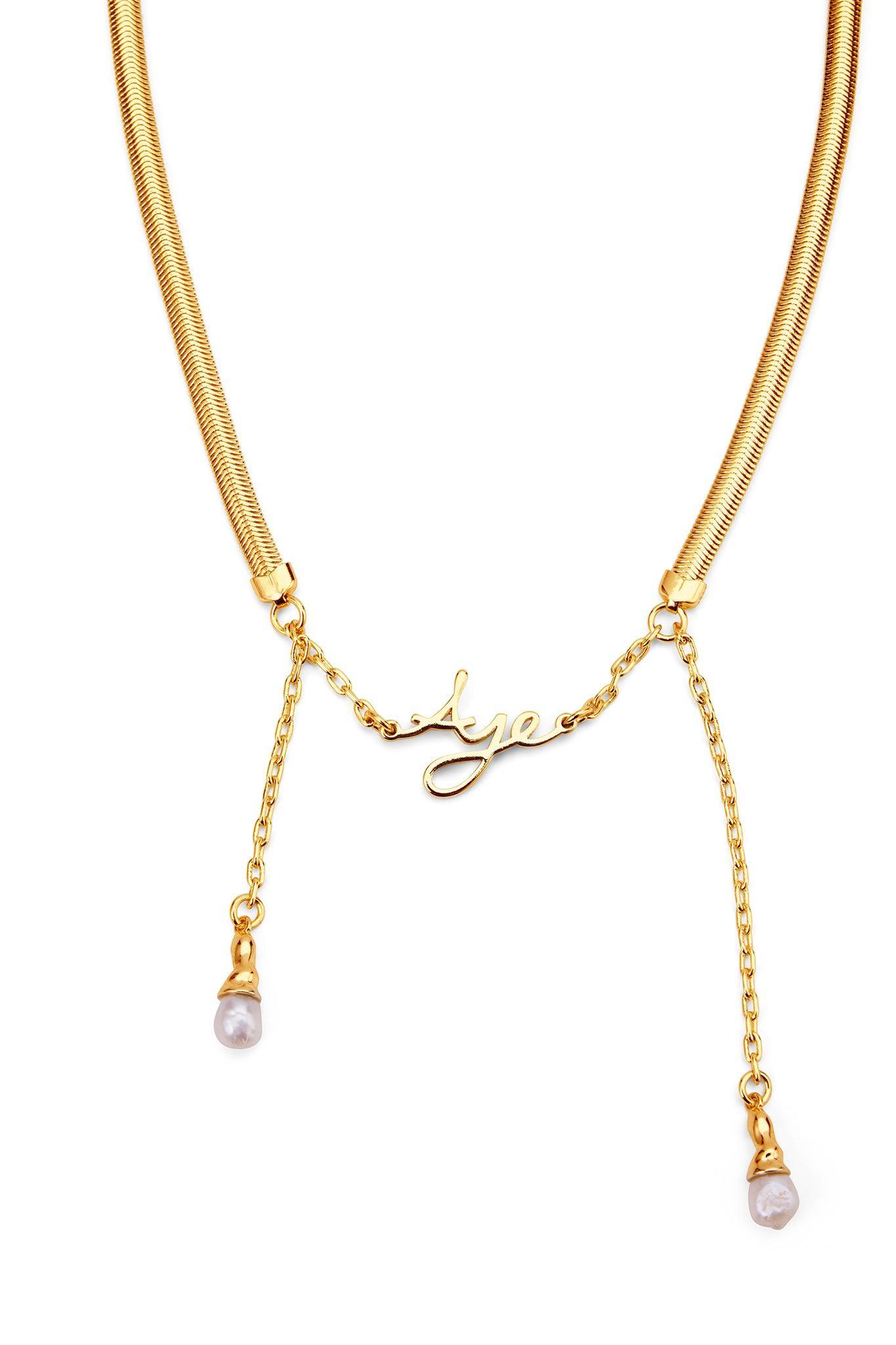 Larissa Logo Pearl Necklace Product Image