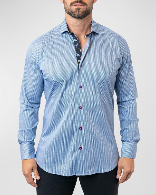 Maceoo Einstein Stretchspokes 02 Blue Contemporary Fit Button-Up Shirt Product Image