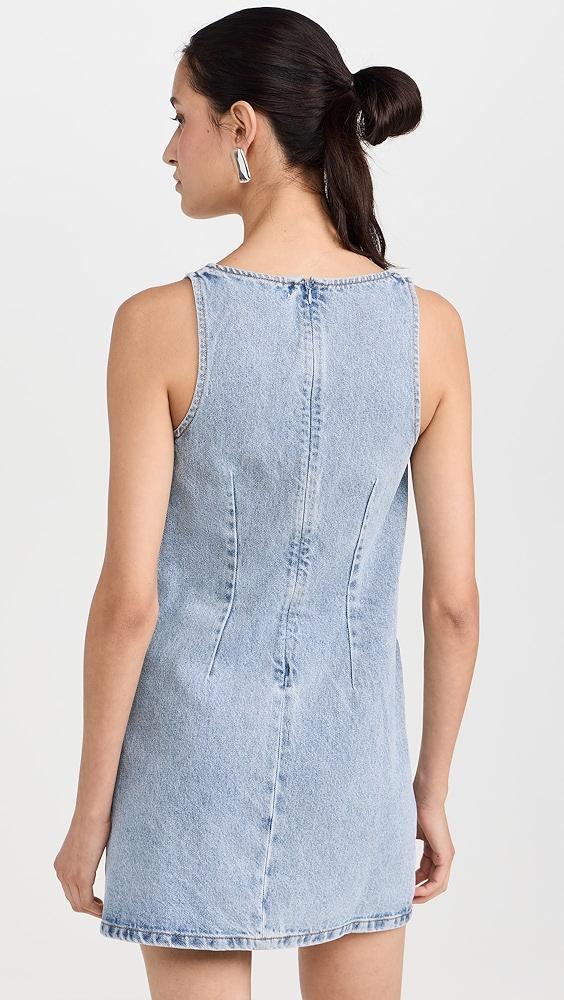 Self Portrait Square Rhinestone Denim Mini Dress | Shopbop Product Image