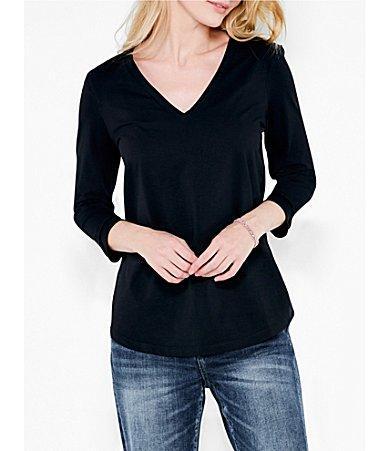 NIC  ZOE Perfect Knit V-Neck 34 Sleeve Tee Shirt Product Image