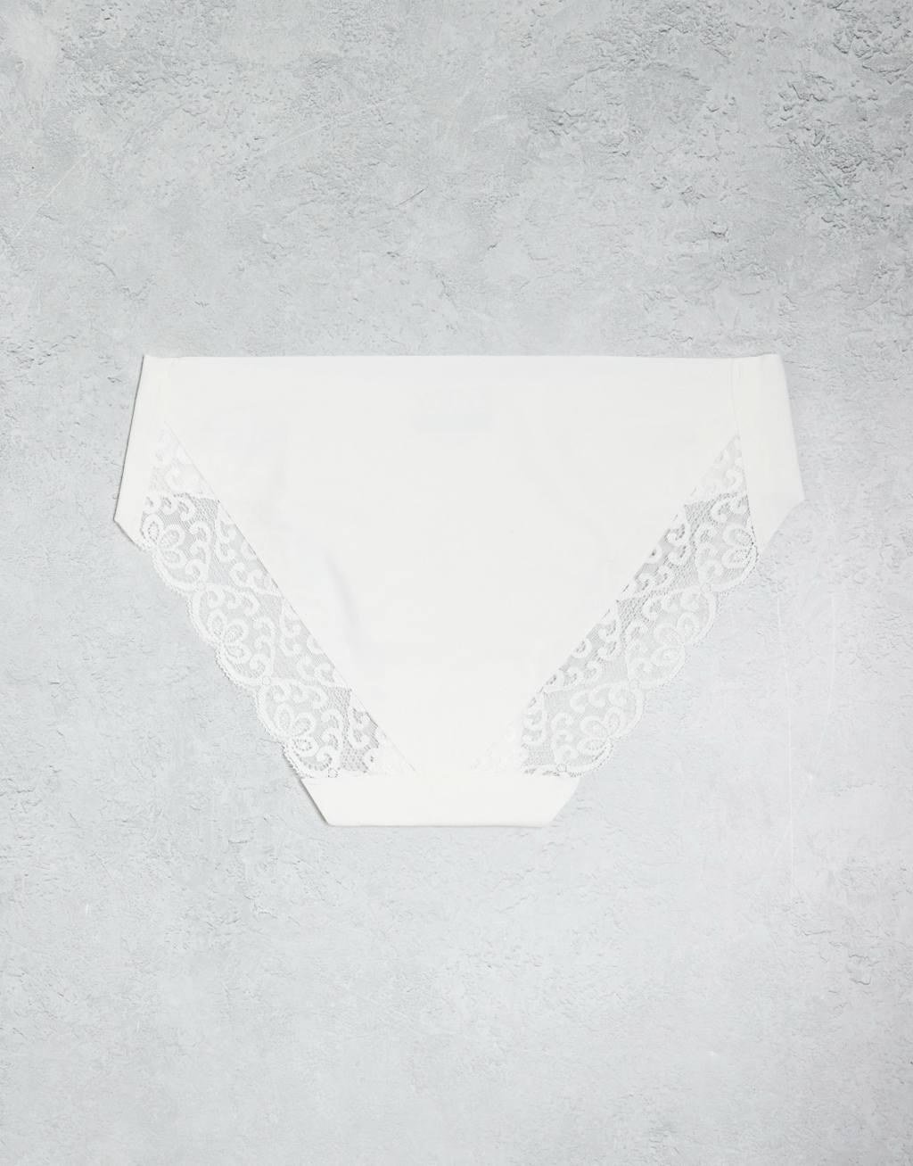 Cotton On bikini briefs with lace 3 pack in black white rose  Product Image