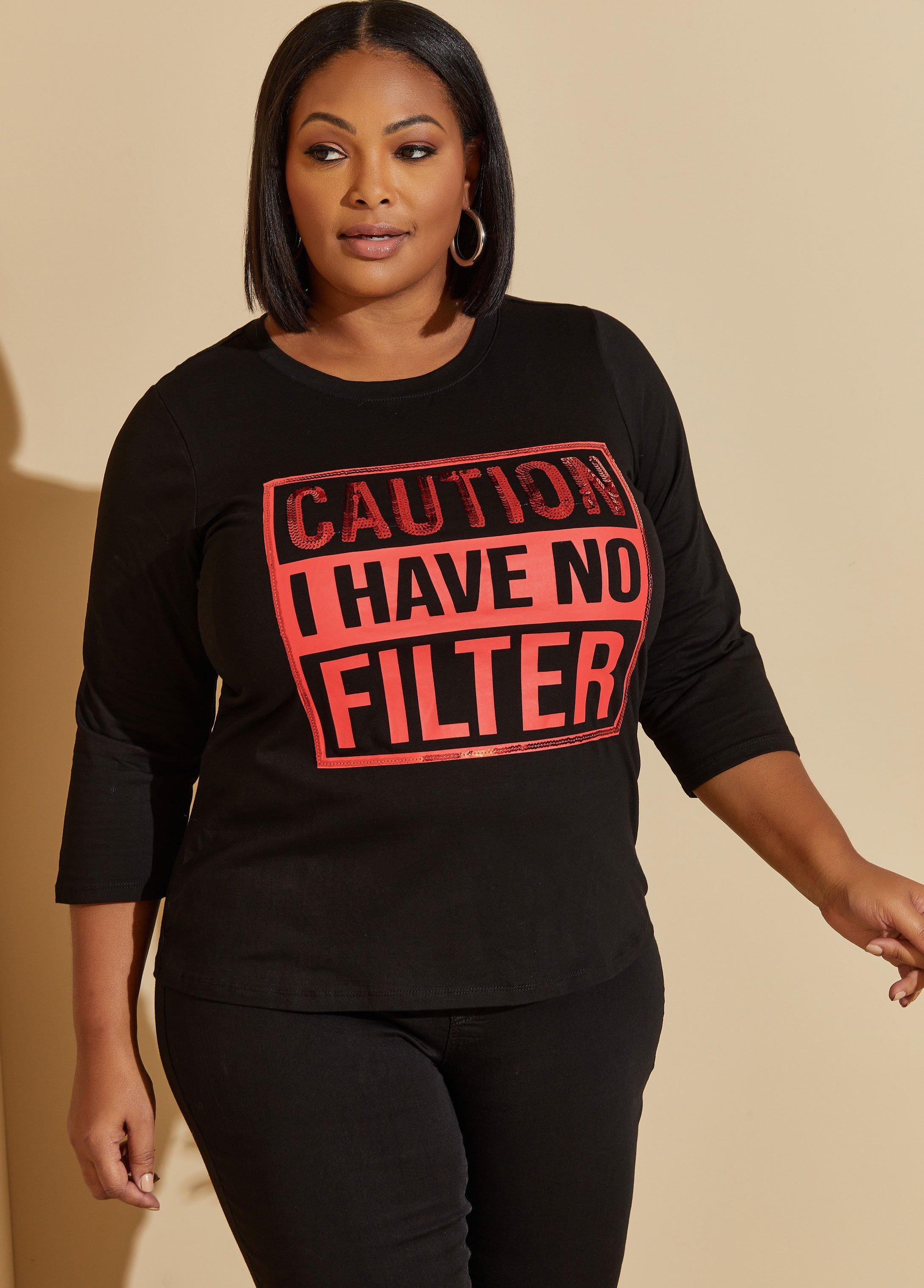 Plus Size No Filter Embellished Graphic Tee Ashley Stewart Product Image