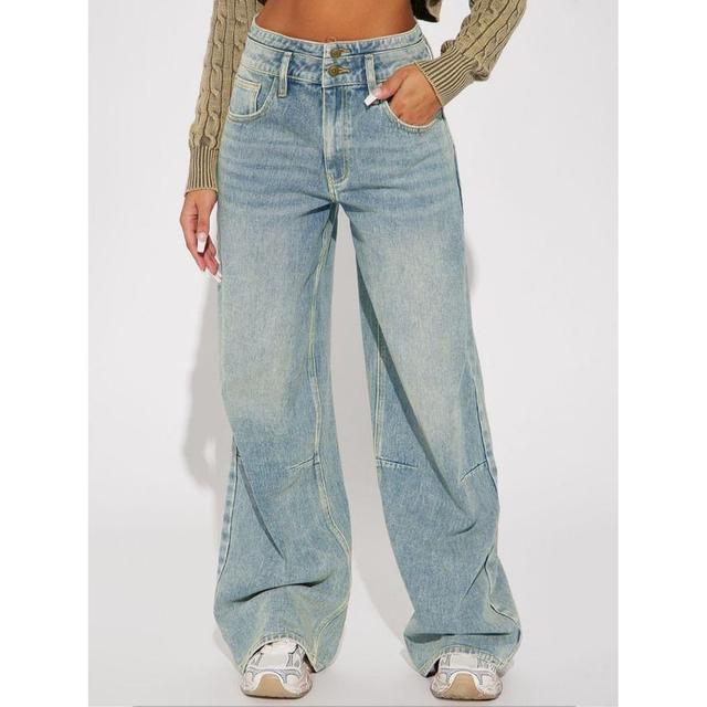 High Waist Washed Wide Leg Jeans Product Image