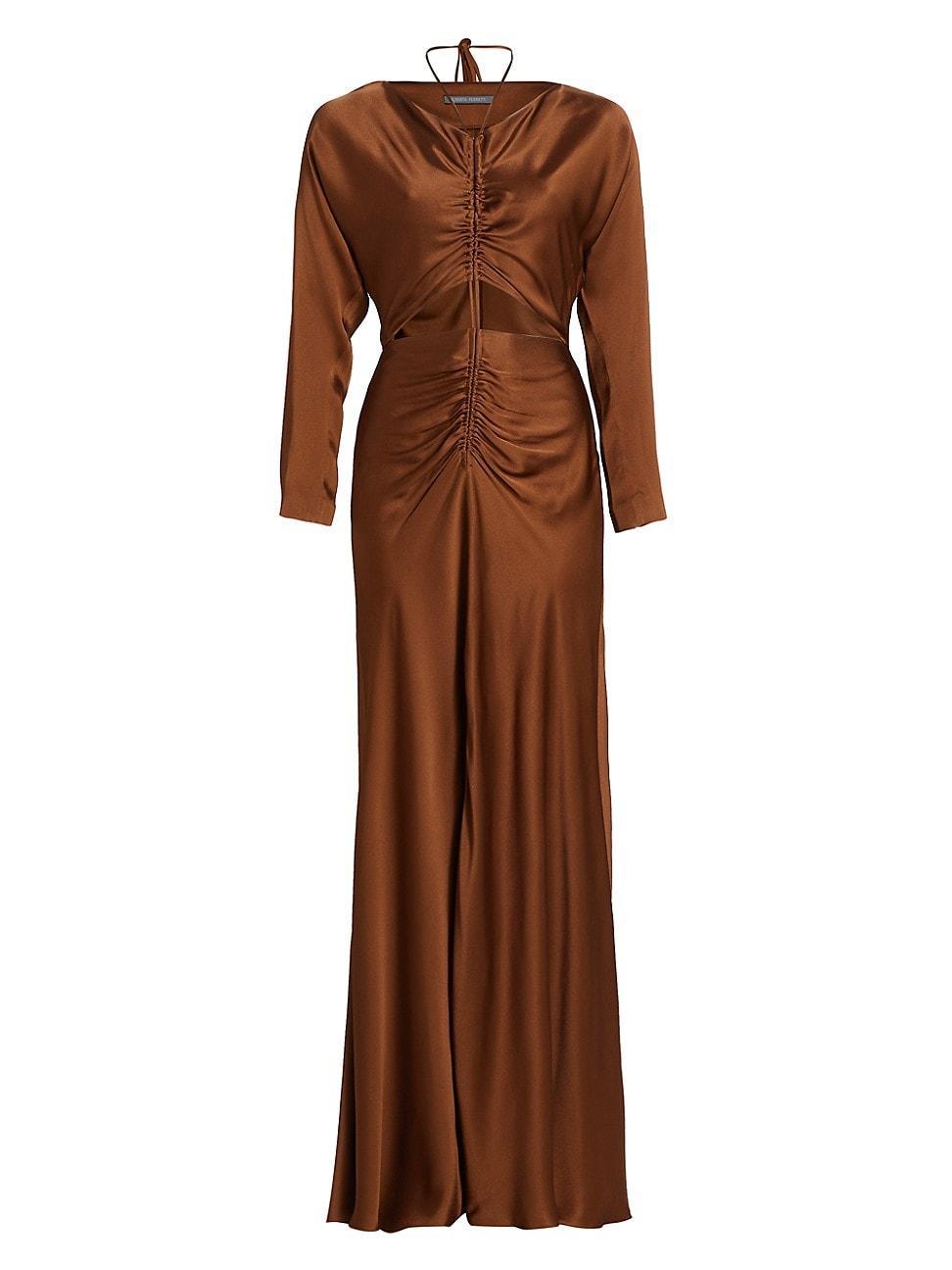 Womens Satin Ruched Cut-Out Maxi Dress Product Image