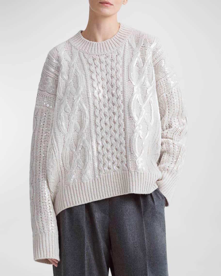 Wirth Sequined Cable Wool Sweater Product Image