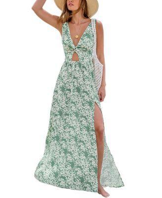 Women's Ditsy Floral Cutout Maxi Beach Dress Product Image