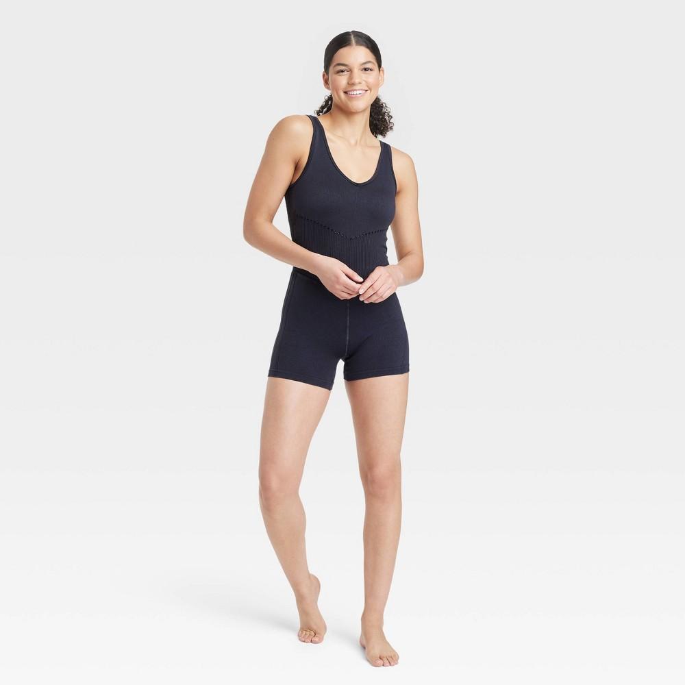 Womens Seamless Short Active Bodysuit - JoyLab Black M Product Image