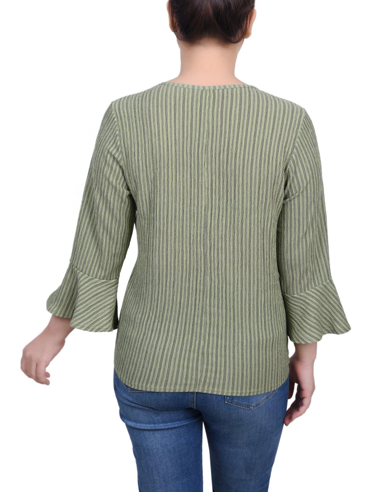 3/4 Bell Sleeve Textured Knit Top - Petite Product Image