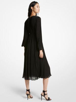 Womens Pleated Short-Sleeve Midi-Dress Product Image