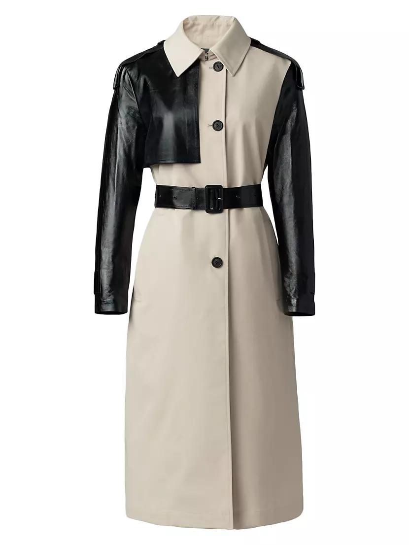 Leiko Twill-Leather Trench Coat Product Image