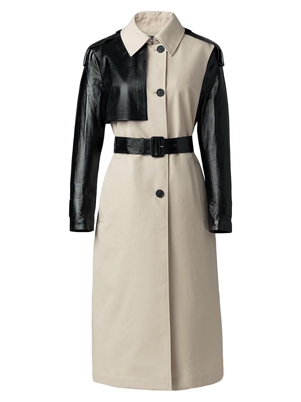 Womens Leiko Twill-Leather Trench Coat Product Image