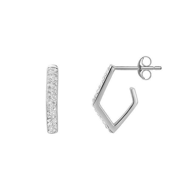 PRIMROSE Sterling Silver Crystal Kite Hoop Earrings, Womens Product Image