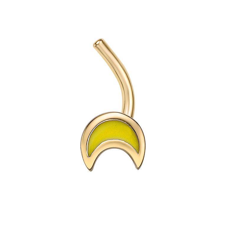 Lila Moon 14k Gold Yellow Enamel Moon Curve Nose Stud, Womens Product Image