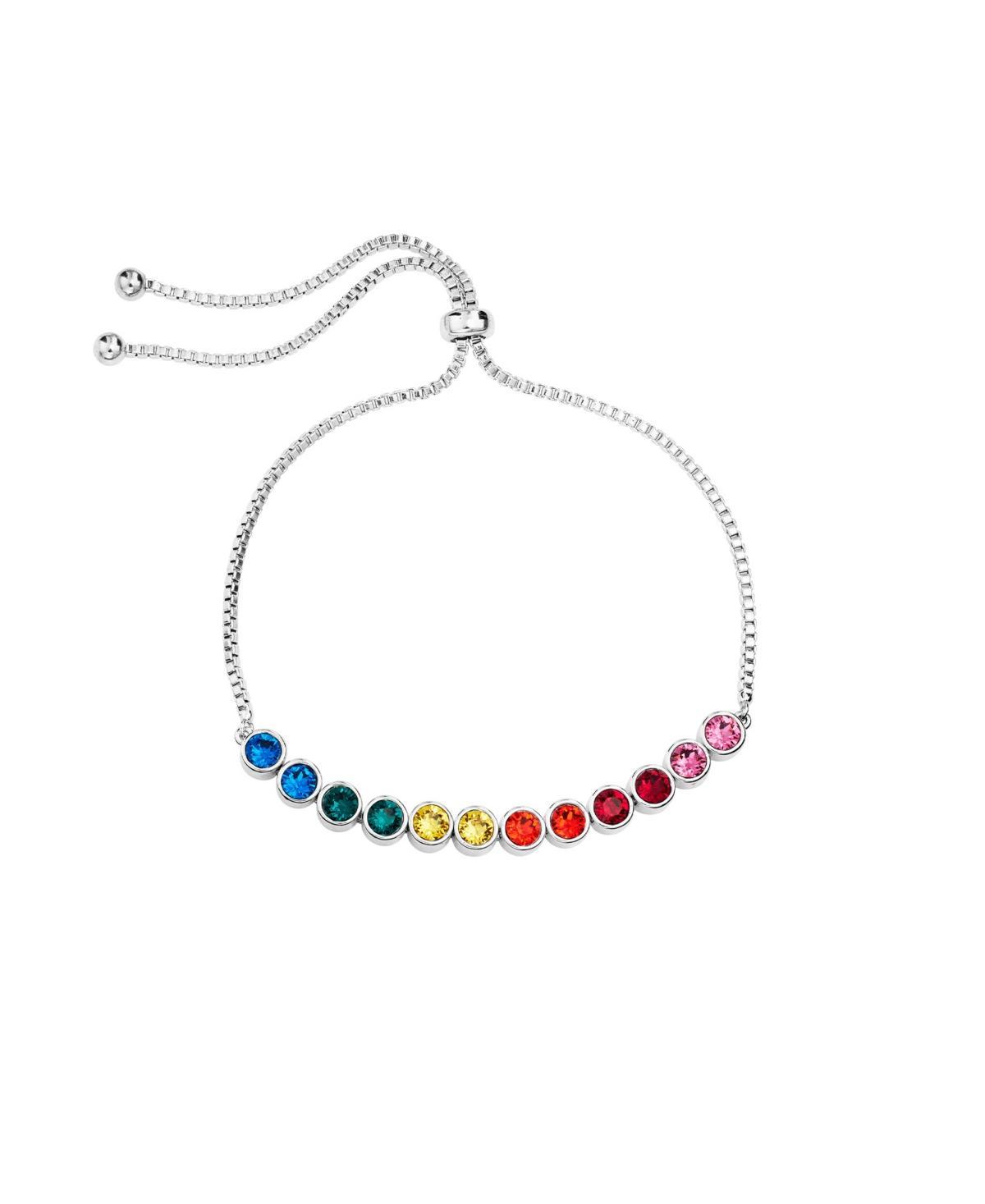 Womens Rainbow Crystal Bezel Set Adjustable Bracelet Product Image