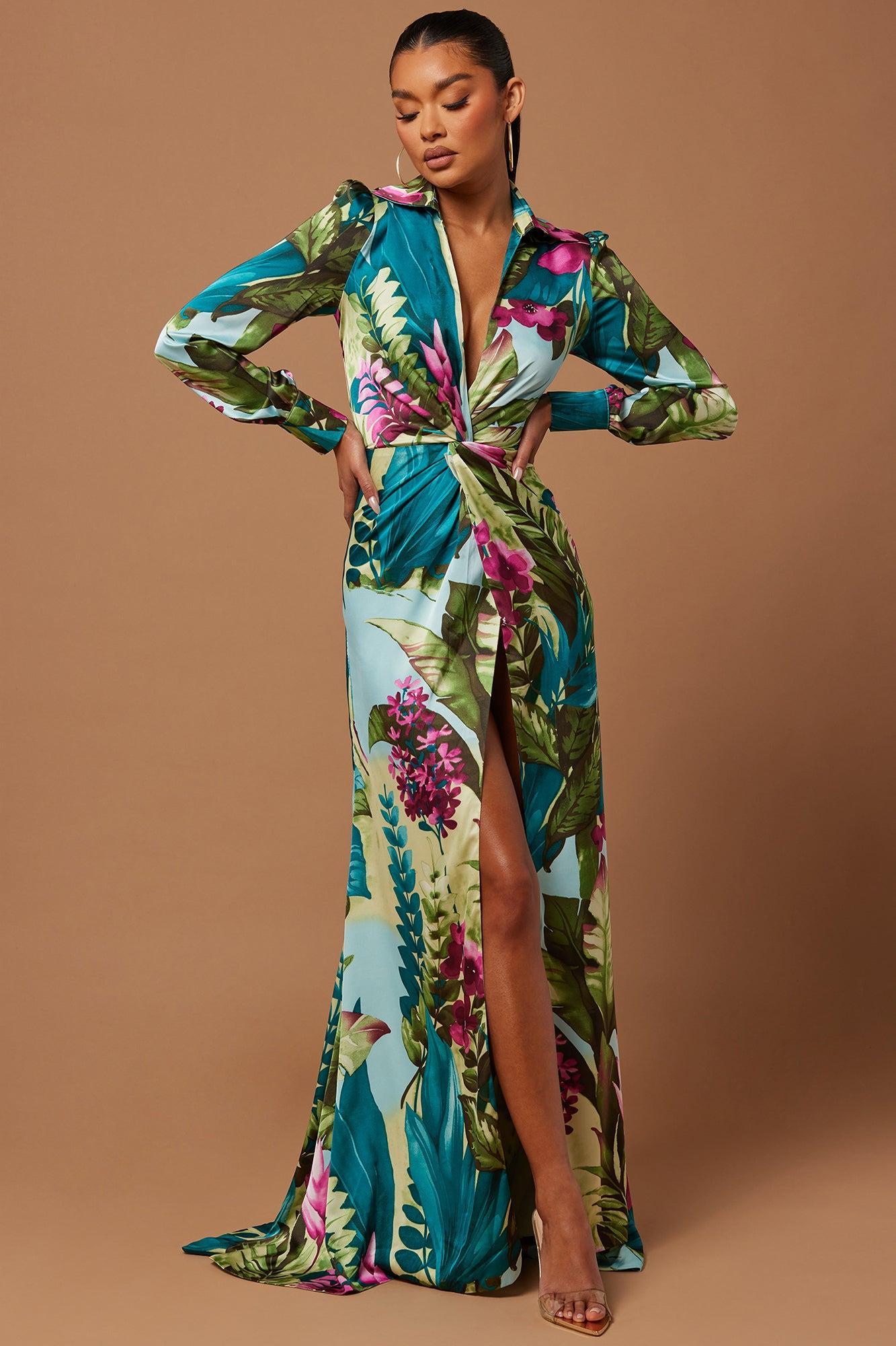 Kyoto Satin Maxi Dress - Green product image