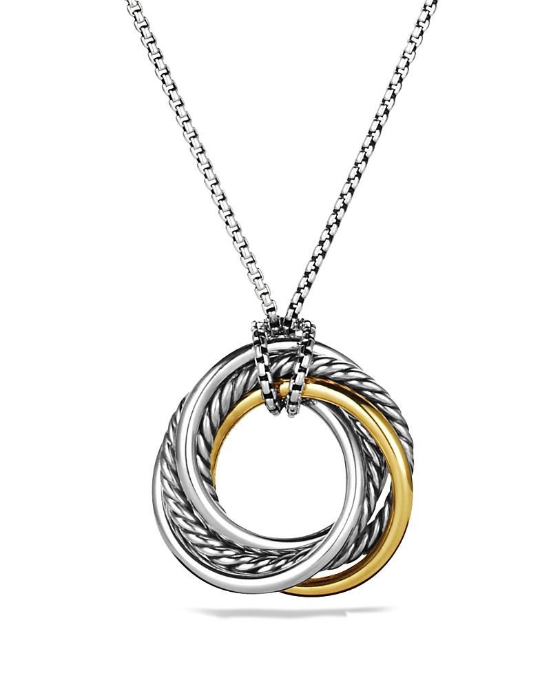 Womens Crossover Pendant Necklace in Sterling Silver with 14K Yellow Gold Product Image