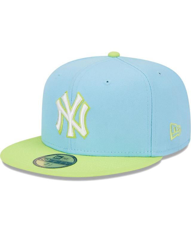 Mens New Era Light Blue and Neon Green New York Yankees Spring Color Two-Tone 59FIFTY Fitted Hat - Light Blue Product Image