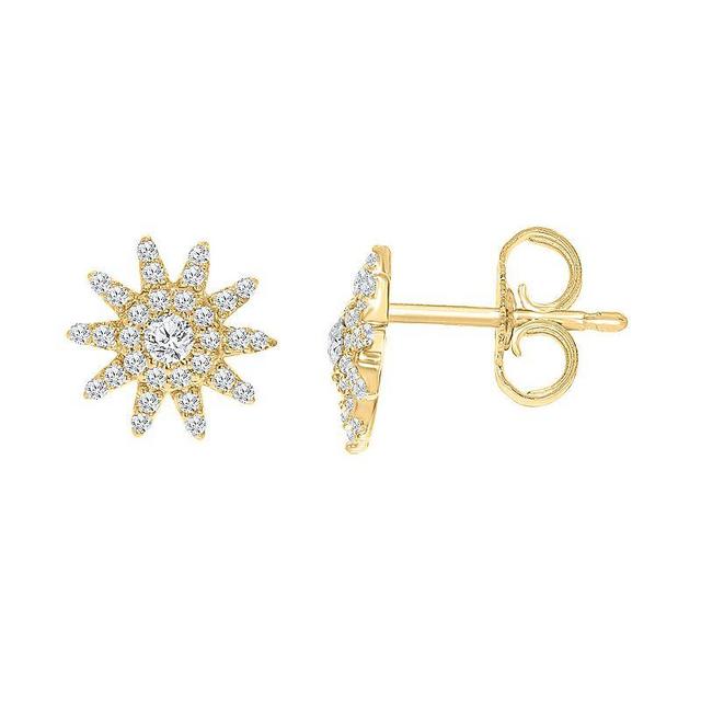 10k Gold 1/4 Carat T.W. Diamond Sun Earrings, Womens Product Image