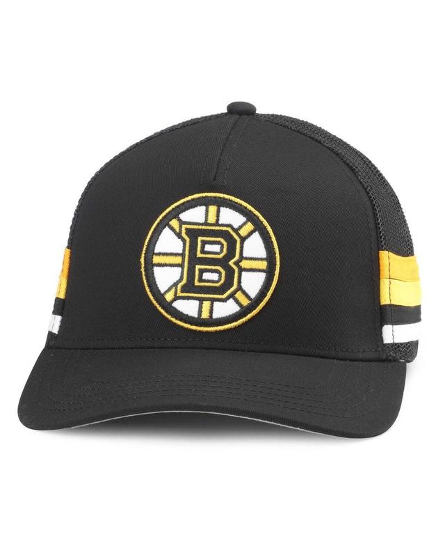 Mens American Needle Black Boston Bruins HotFoot Stripes Trucker Adjustable Hat Product Image