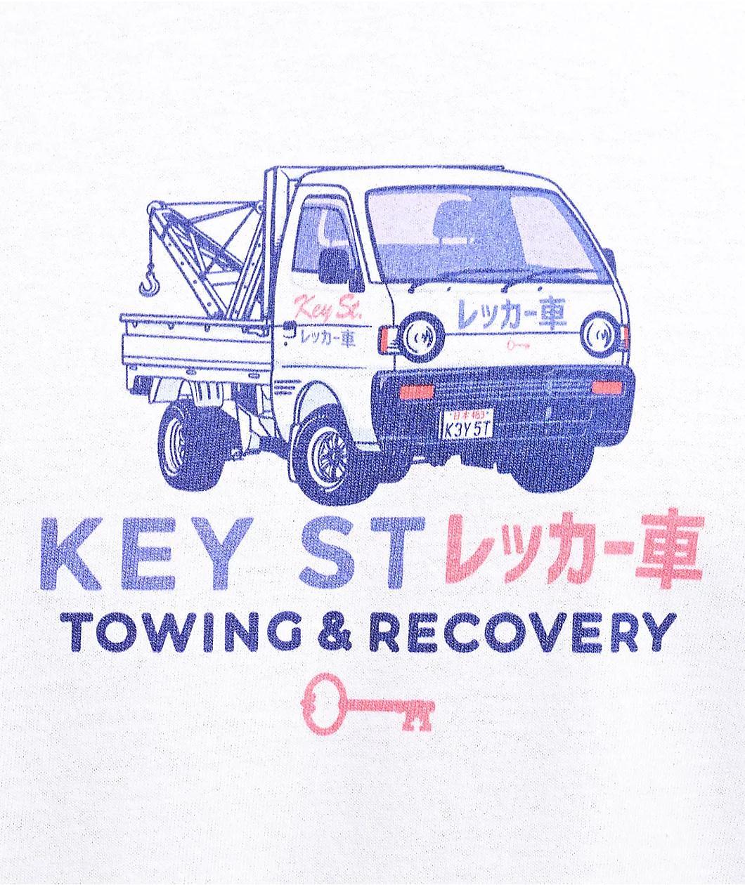 Key Street Tow Truck White T-Shirt Product Image