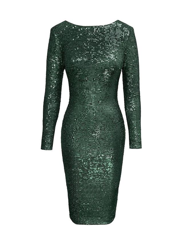 Dress the Population Emery Long Sleeve Sequin Cocktail Midi Dress Product Image