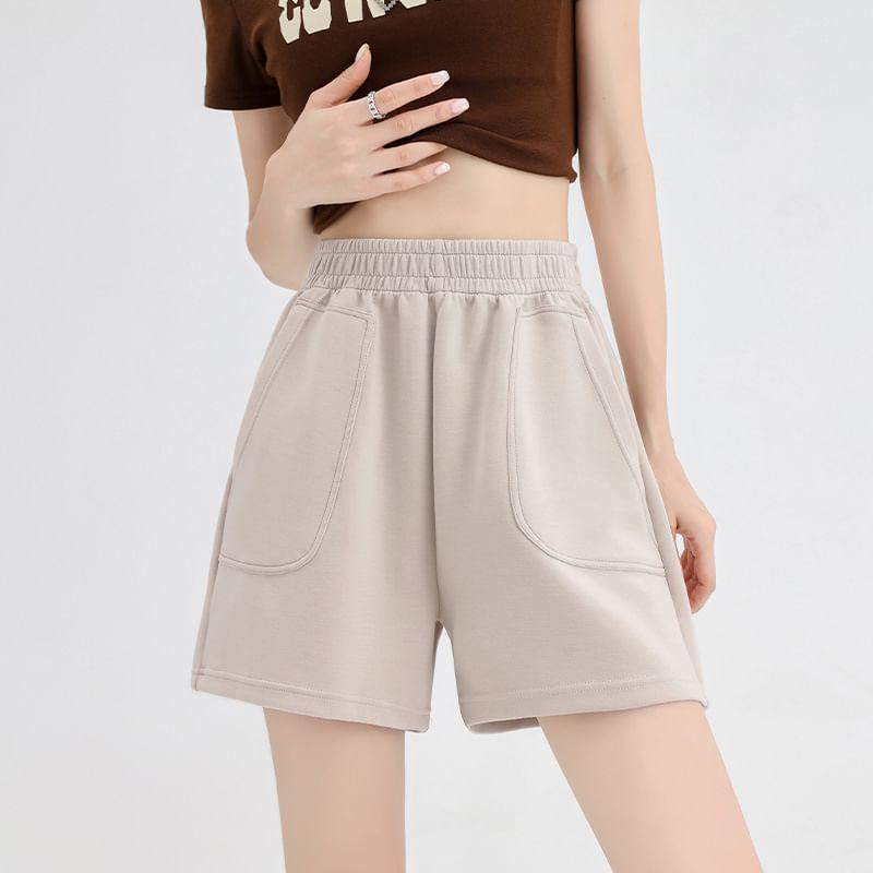 High Waist Plain Shorts Product Image