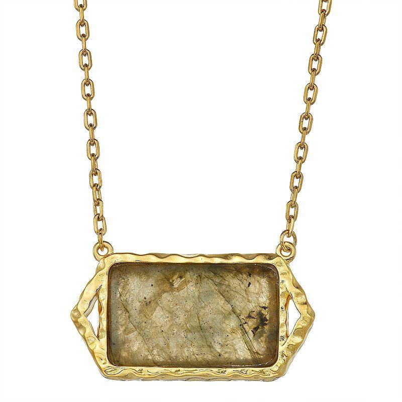 14k Gold Over Silver Labradorite Necklace, Womens Gold Tone Product Image