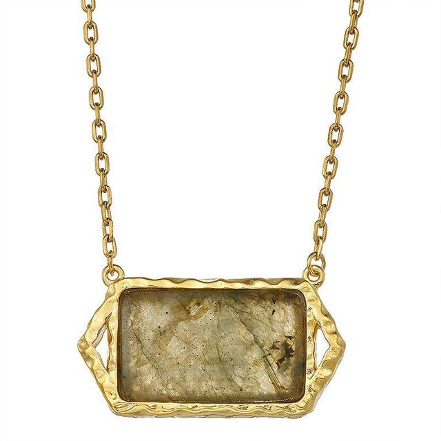 14k Gold Over Silver Labradorite Necklace, Womens Grey Product Image