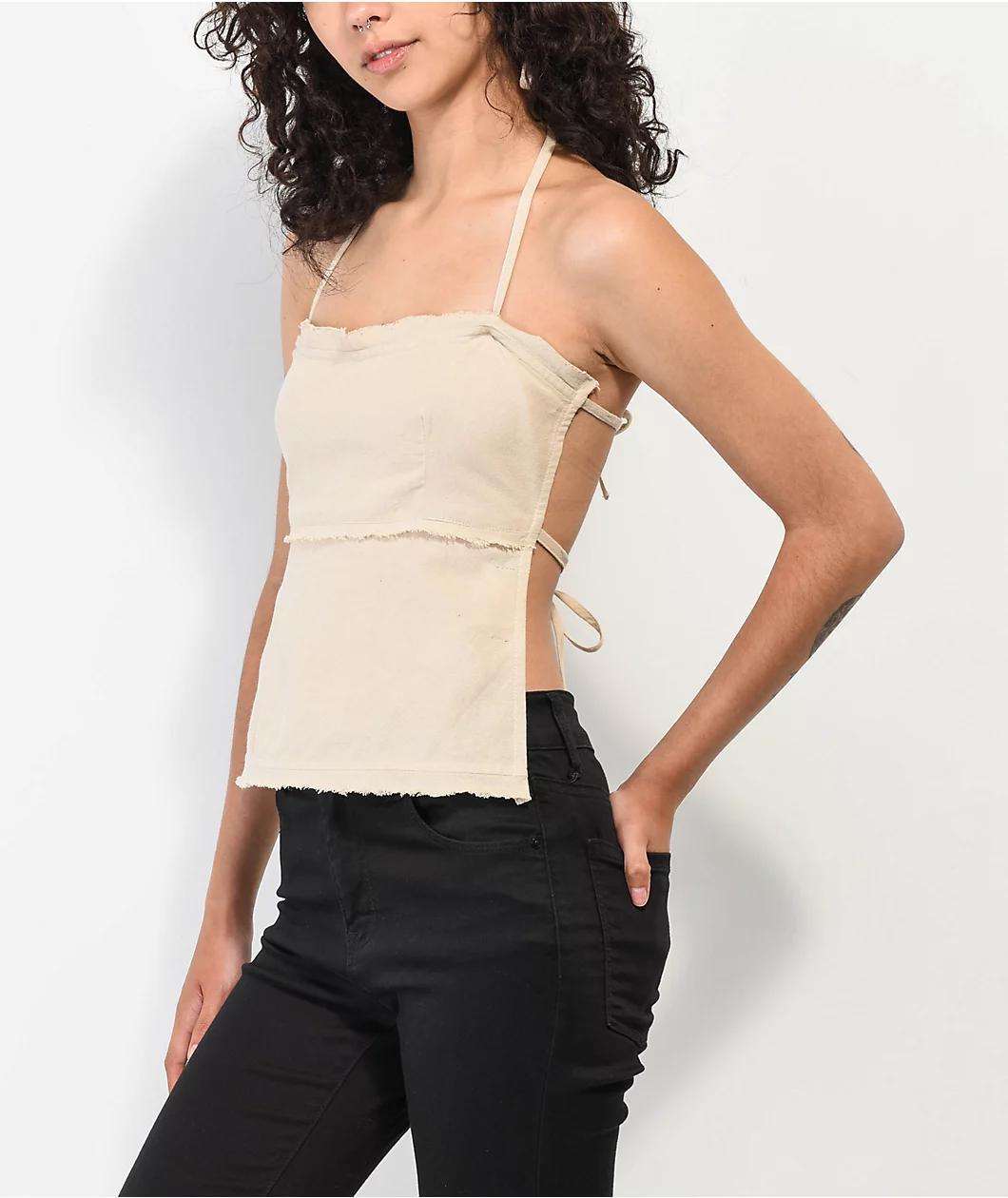 Motel Aine Natural Halter Top Product Image