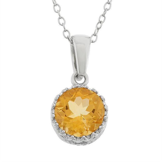 Tiara Citrine terling Silver Pendant Necklace, Womens Yellow Product Image