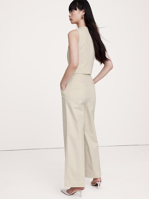 High-Rise Wide-Leg Cropped Pinstripe Pant Product Image