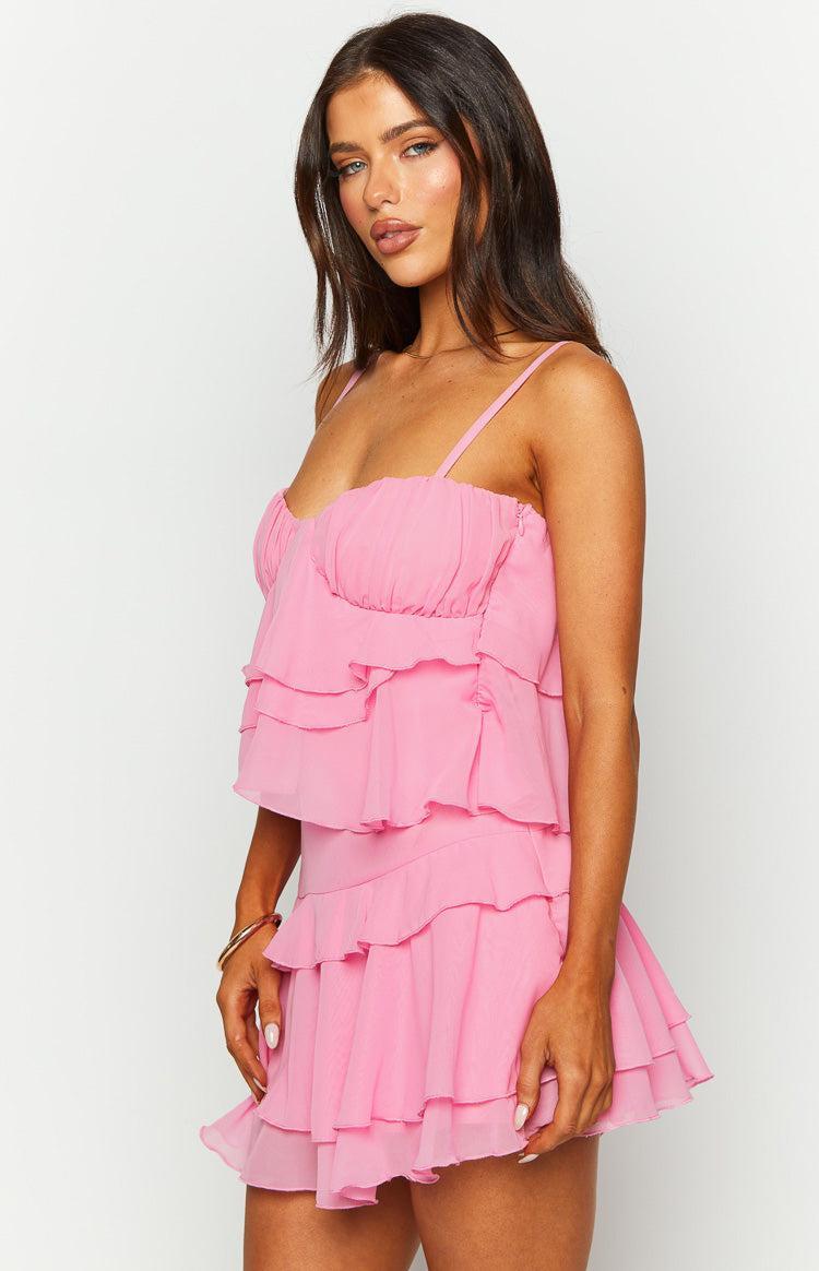 Kamala Pink Ruffle Mini Dress Product Image