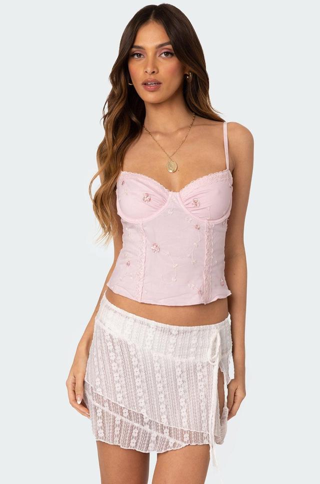 Victoria Embroidered Mesh Bra Top Product Image