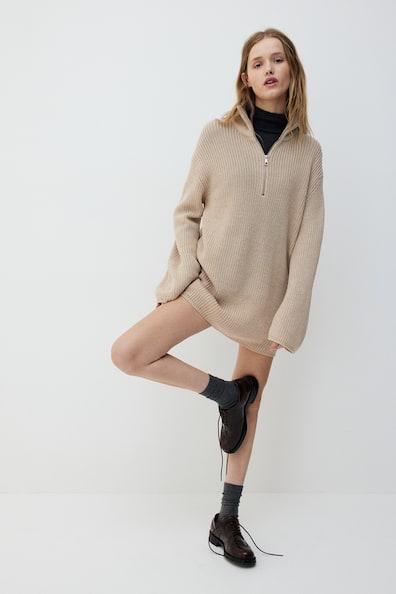 Chunky-Knit Half-Zip Sweater Product Image