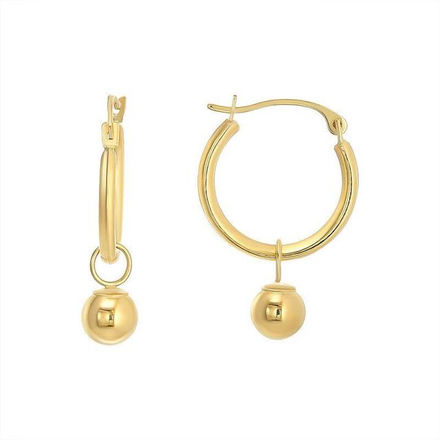 Forever 14K 14k Gold Removable Ball Hoop Earrings, Womens Product Image