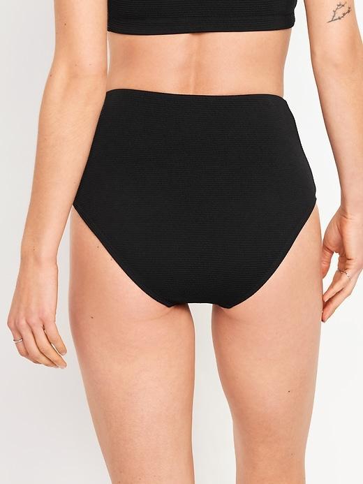 High-Waisted French-Cut Puckered Bikini Swim Bottoms Product Image