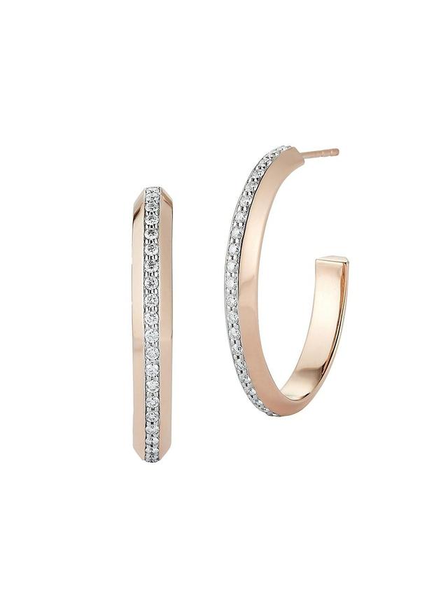 Womens Grant 18K Rose Gold & Diamond Hoop Earrings Product Image