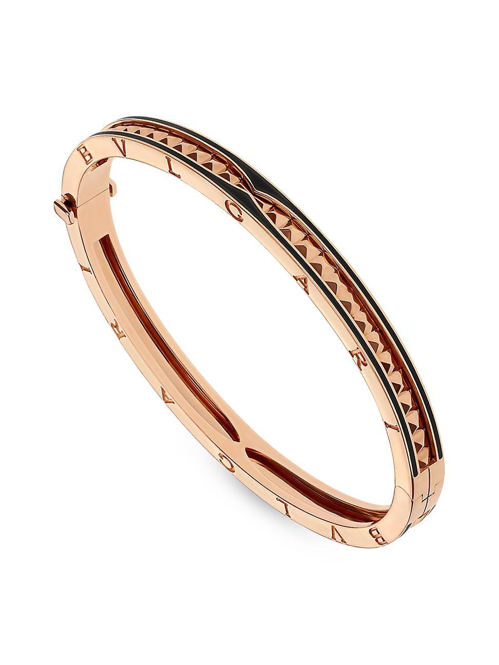 Womens B. zero1 Rock 18K Rose Gold & Black Ceramic Hinged Bangle Bracelet Product Image