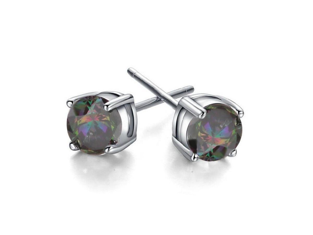 Hollywood Sensation Half Carat Round Cut Topaz Stud Earrings for Women Product Image