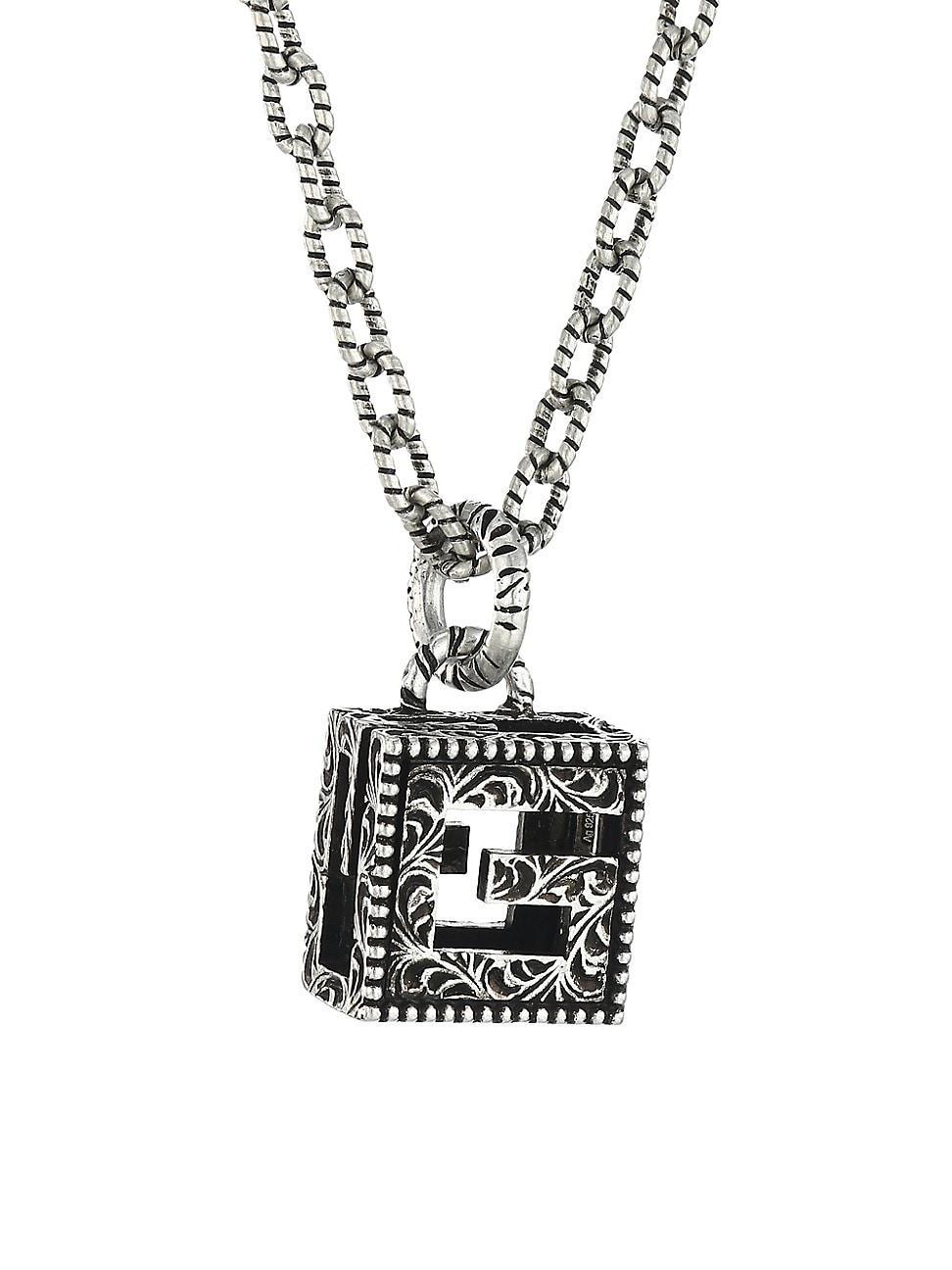 Mens YB130 G Cube Sterling Silver Pendant Necklace Product Image