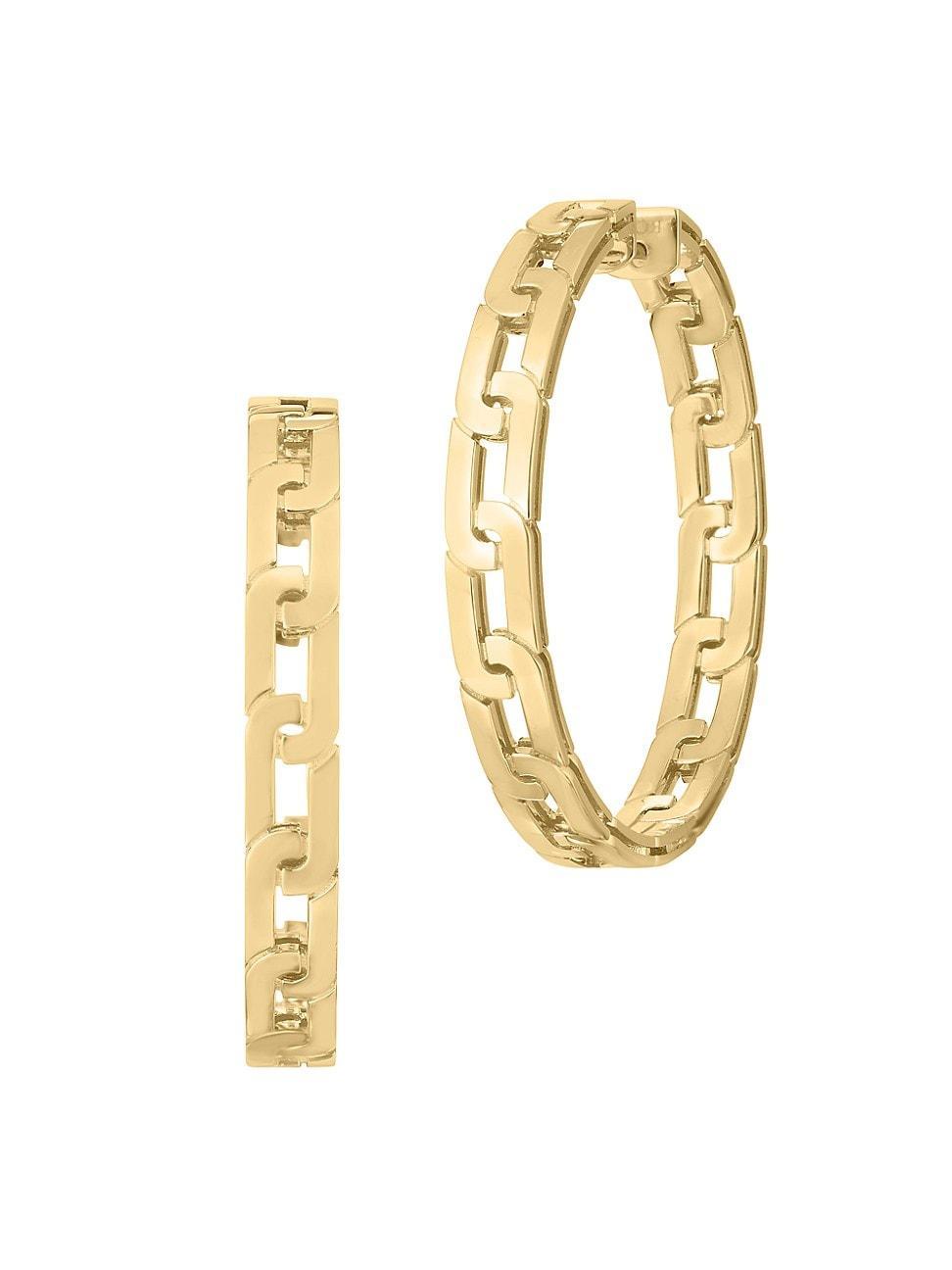 Roberto Coin 18K Yellow Gold Navarra Link Hoop Earrings Product Image