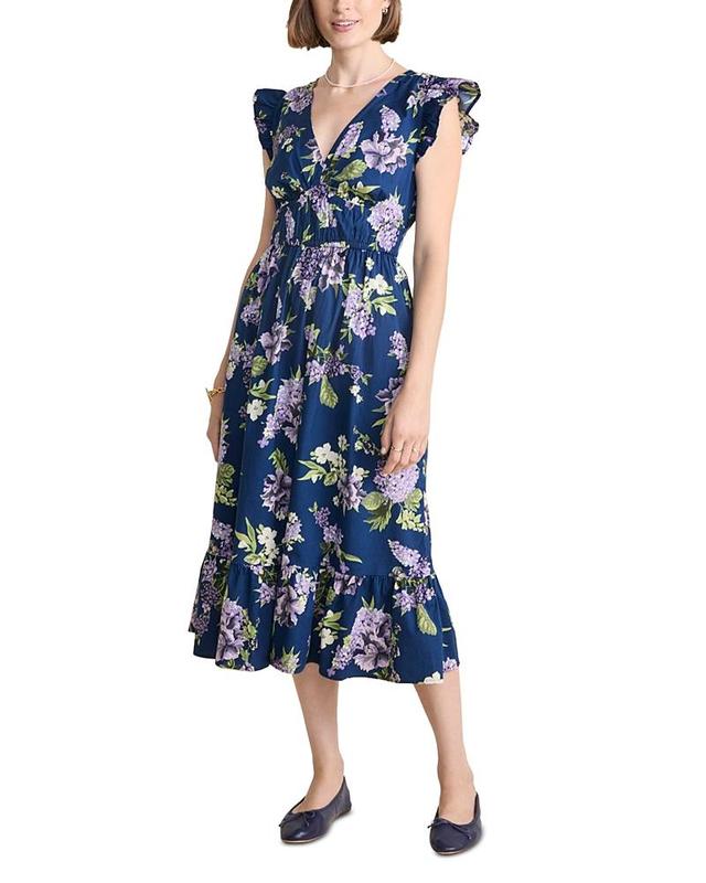 Womens Palm Poplin Flutter Midi-Dress Product Image