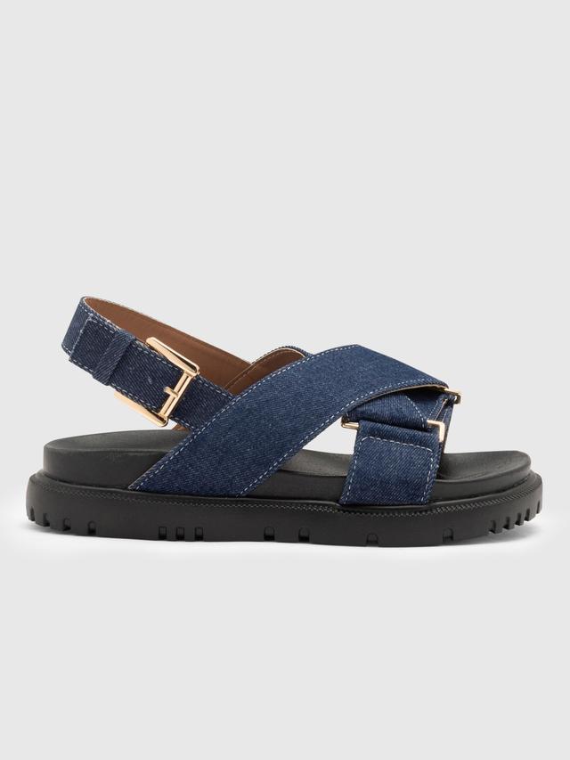 Denim Cross Strap Sandals Product Image