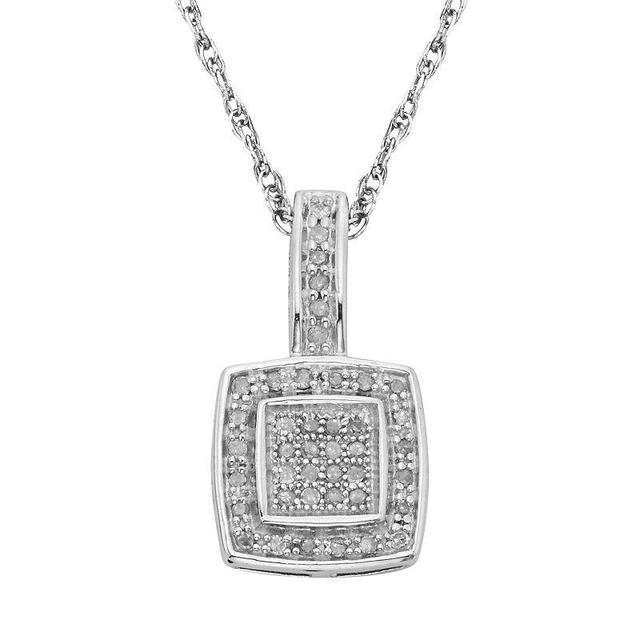 Jewelexcess Sterling Silver 1/7-ct. T.W. Diamond Halo Pendant, Womens White Product Image