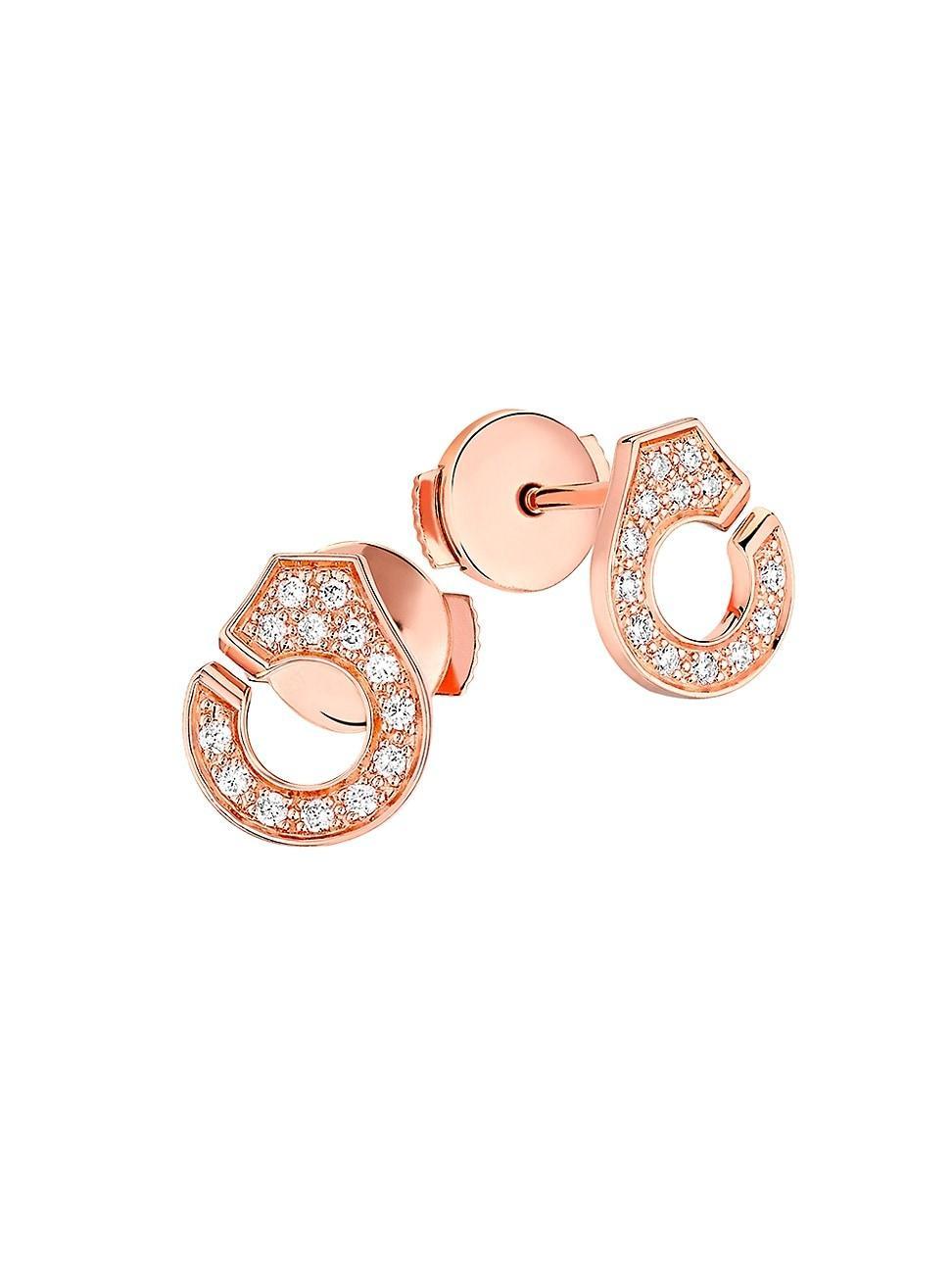 Womens Menottes Diamond 18K Rose Gold Stud Earrings - Rose Gold Product Image