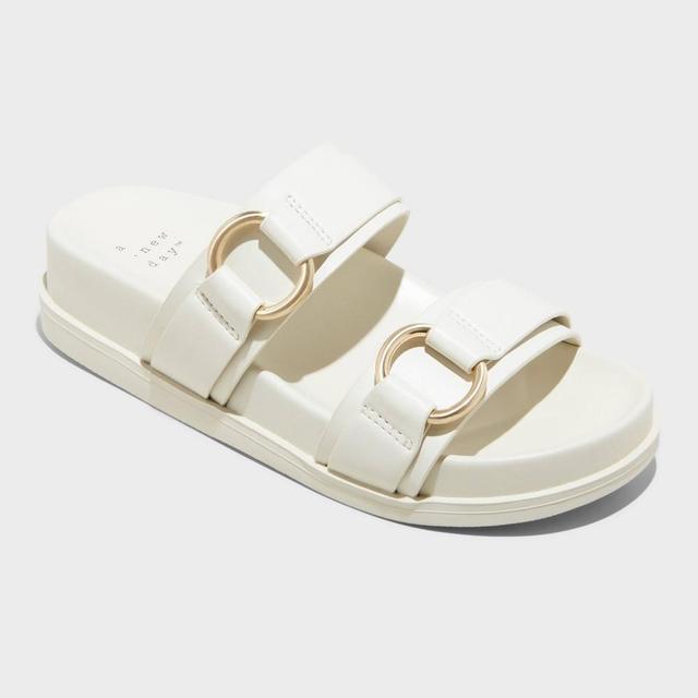 Womens Marcy Two-band Buckle Footbed Sandals - A New Day Cream 10 Product Image
